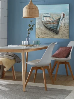 Altes Holzboot Leinwand-handgemalt, Grau