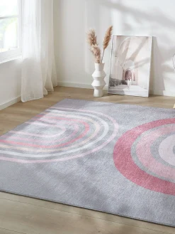 Arcobaleno Moderner Teppich, Grau/Rose