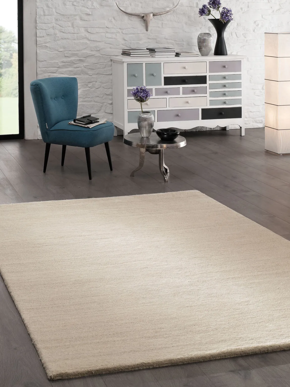 Auckland Woll-Teppich, Hellbeige