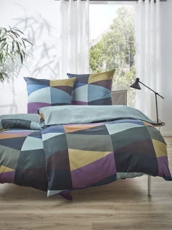 Bateleur Satin-Bettwäsche, Blau/Gelb/Braun