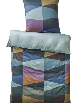 Bateleur Satin-Bettwäsche, Blau/Gelb/Braun