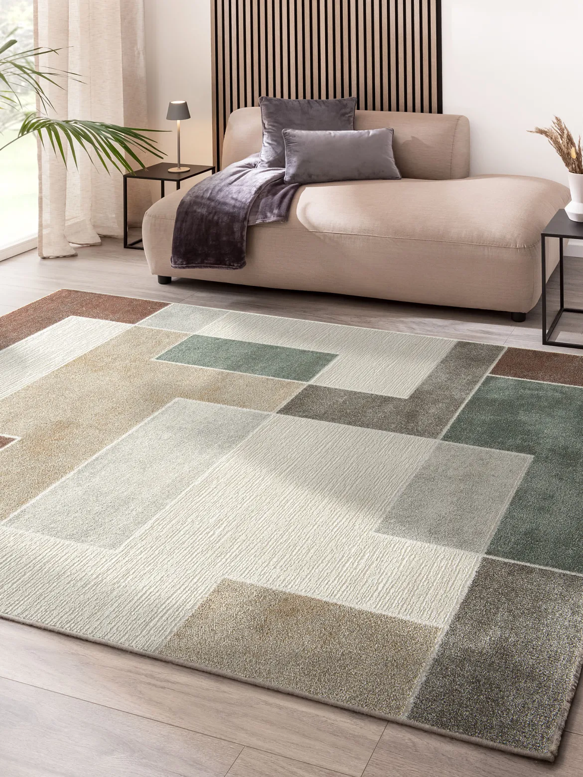 Bellmore Moderner Teppich, Terra/Grün