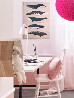 Big Whales Leinwand-Druck-gerahmt, Multicolor