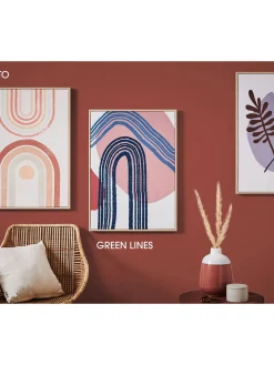 Blue Lines Leinwand-Druck-gerahmt, Multicolor