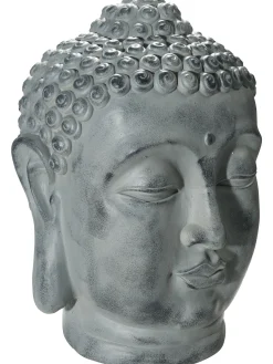 Buddha Kopf Figur, Grau