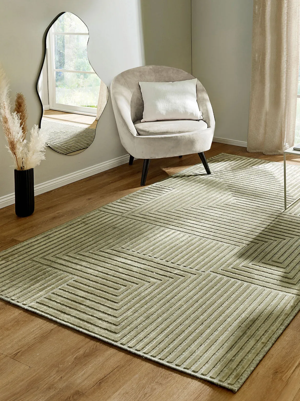 Clifton Moderner Teppich, Olive