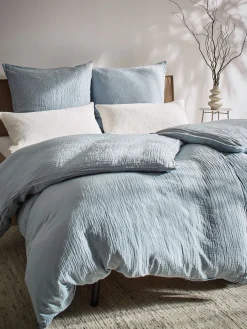 Cloudy Musselin-Bettwäsche, Sterling Blau