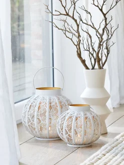Coisa Windlicht, Weiss/Gold