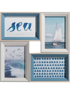 Collage Sea Bilderrahmen, Grau/Blau
