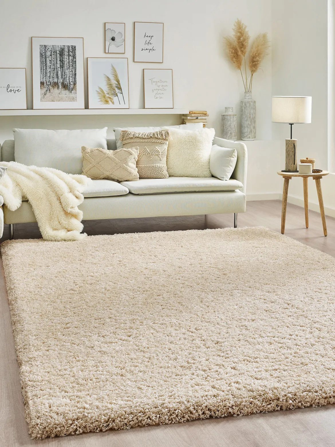 Creation Hochflor-Teppich, Creme