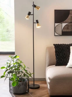 Escat Standleuchte, Satin Brass/Schwarz
