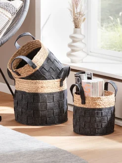Feltani Korb, Darkgrey/Natural