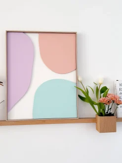 Flagani Reliefbild, Grün/Türkis/Orange/Pink