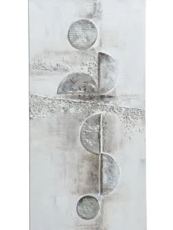 Grey Circle Leinwand-handgemalt, Grau