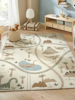 Happy Dino Kinder-Teppich, Ivory