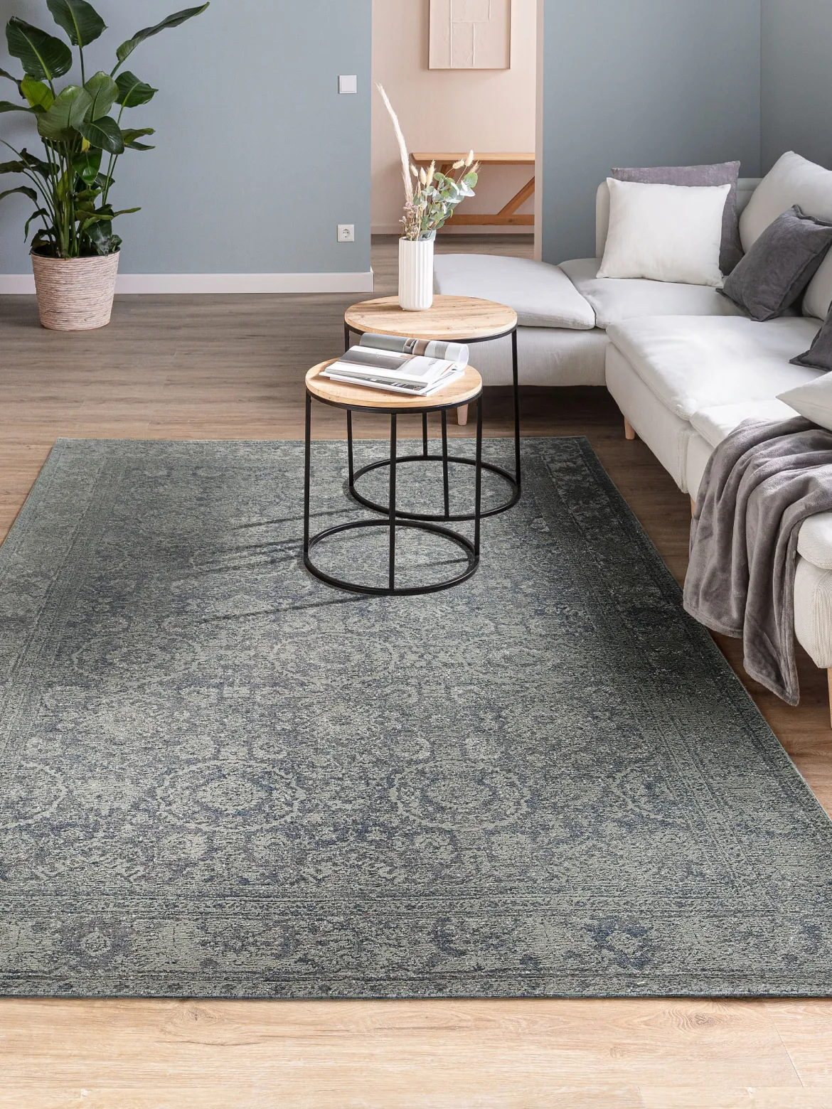 Haripur Vintage-Teppich, Vintage Blau