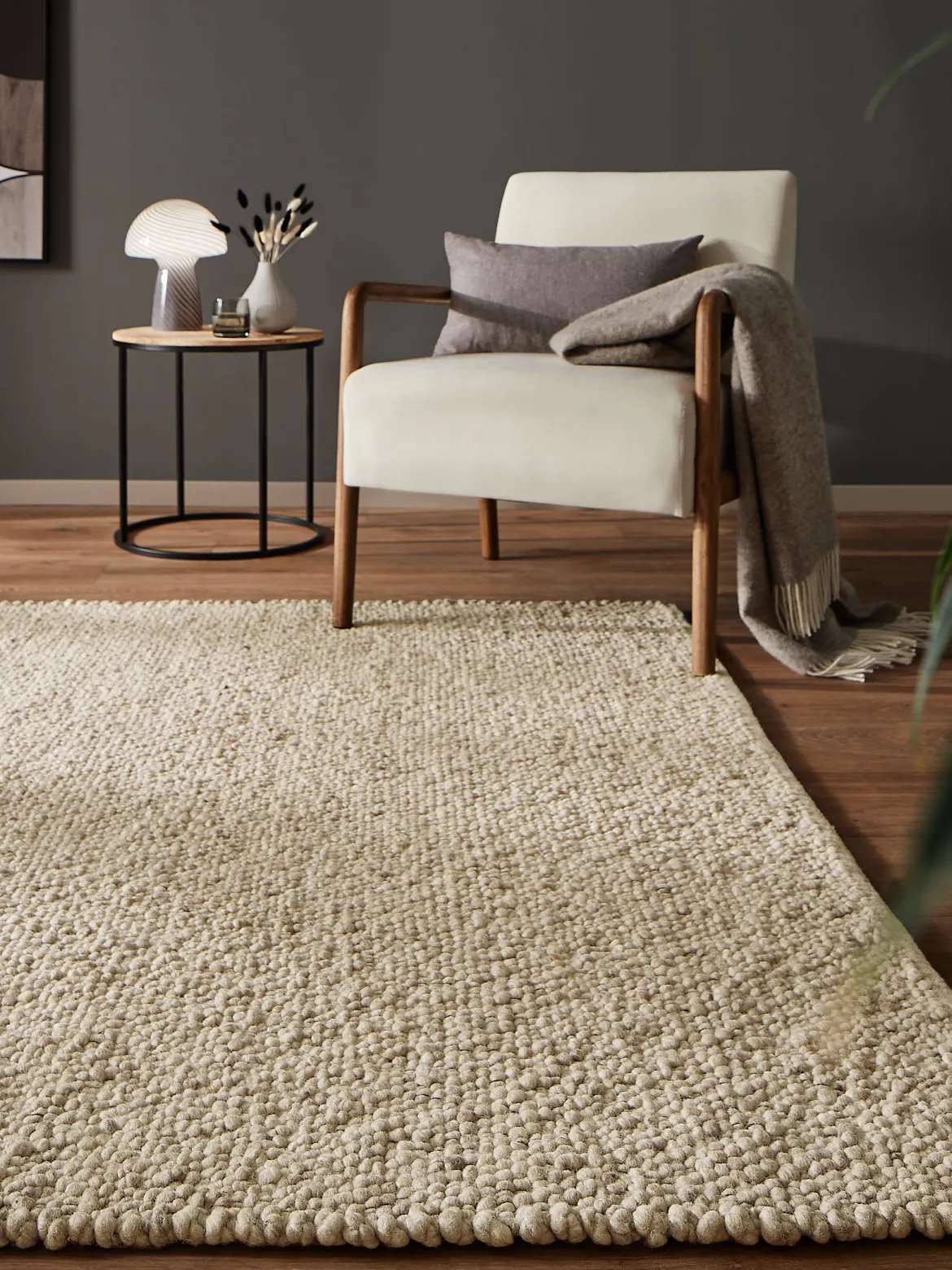 Hillsand Woll-Teppich, Creme