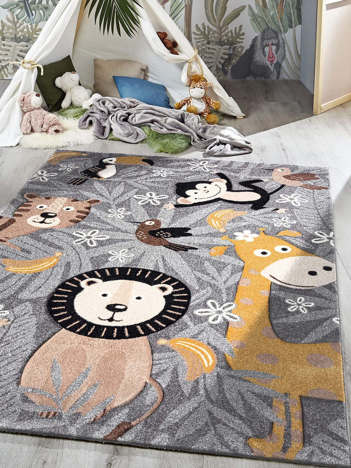 Junglebook Kinder-Teppich, Grau