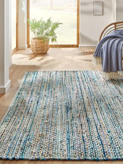 Kaliva Flachgewebe-Teppich, Ocean Blue