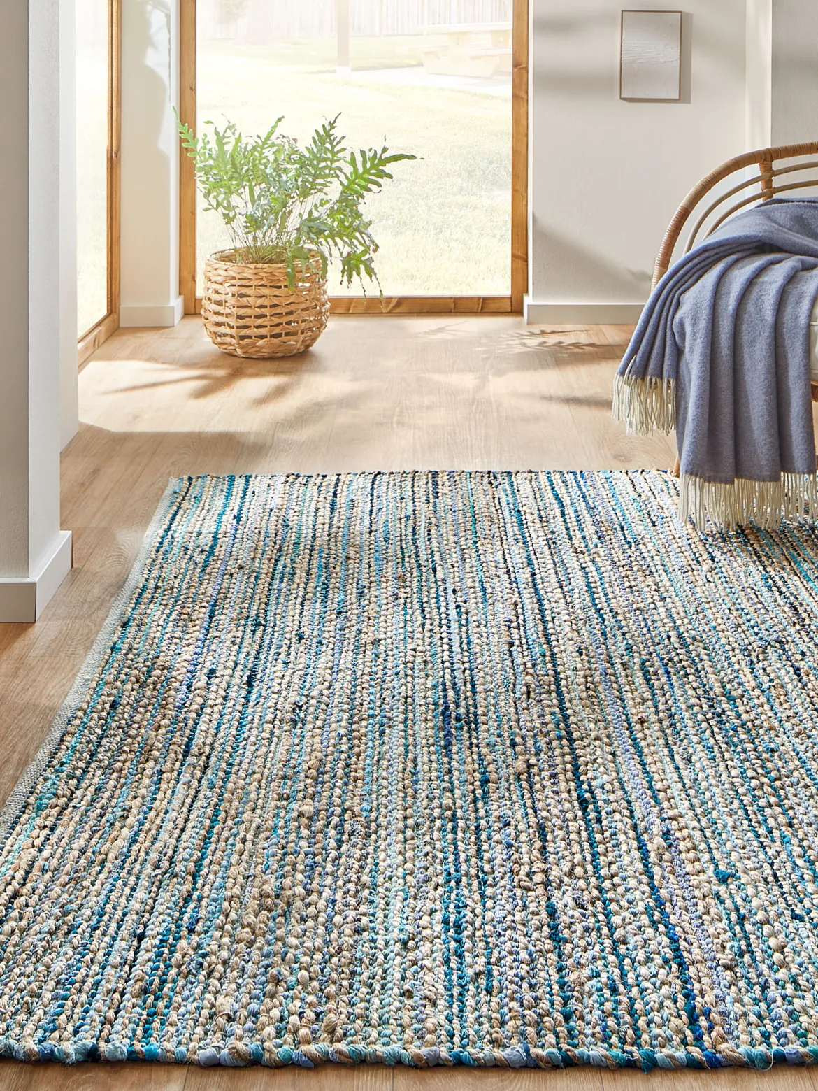Kaliva Flachgewebe-Teppich, Ocean Blue
