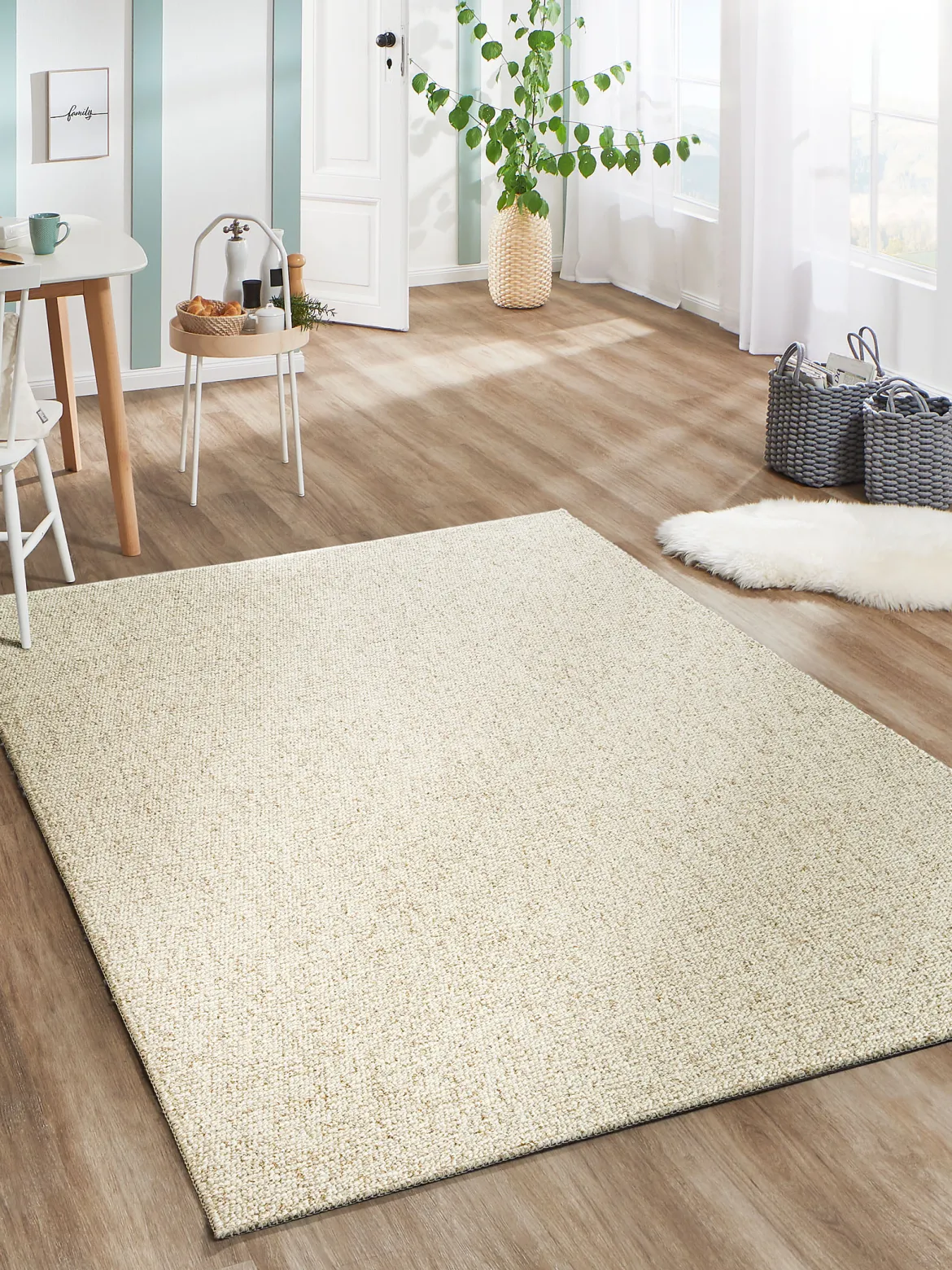 Karleby Moderner Teppich, Creme/Braun meliert