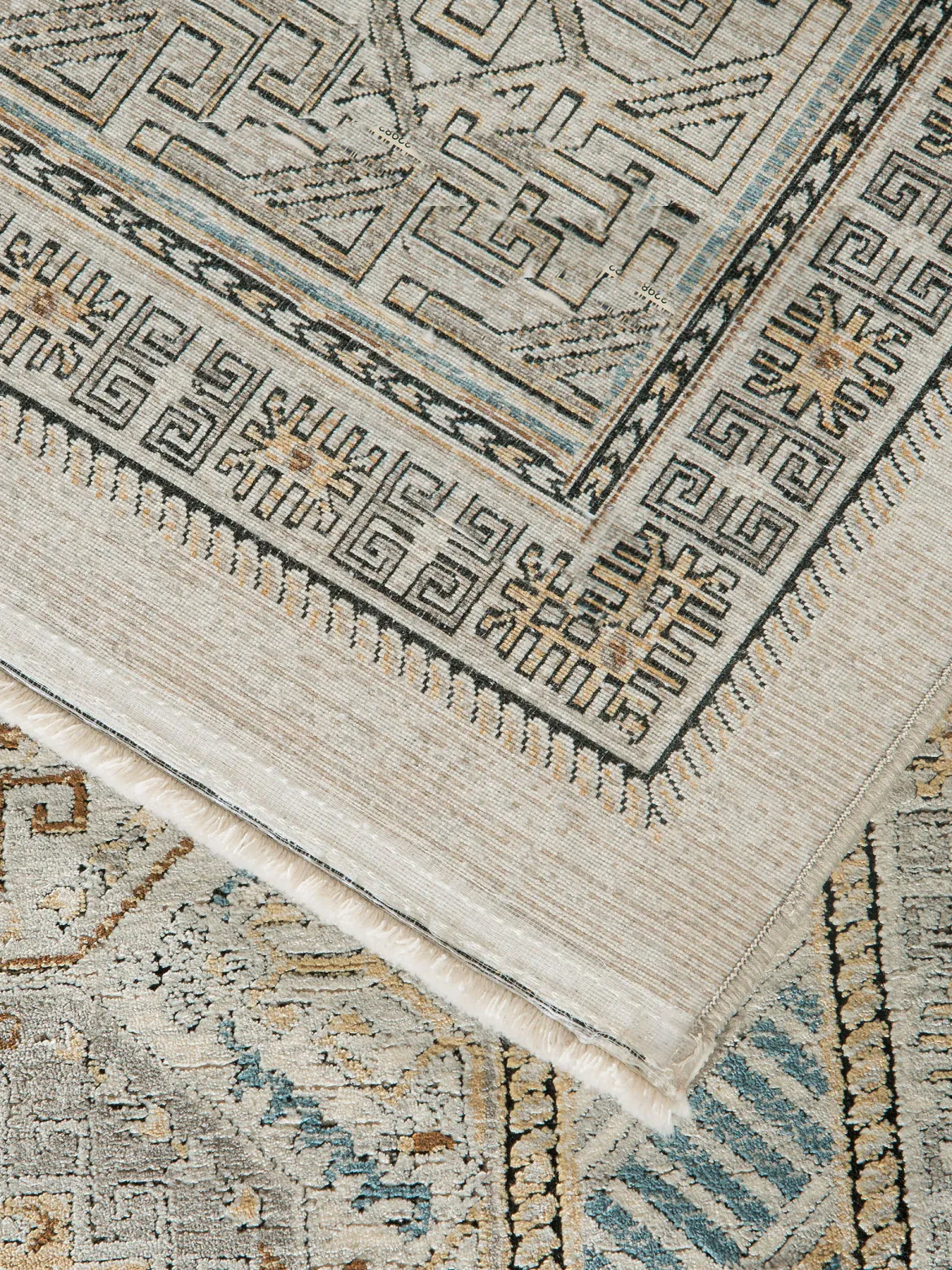 Kayseri Vintage-Teppich, Blau/Gold