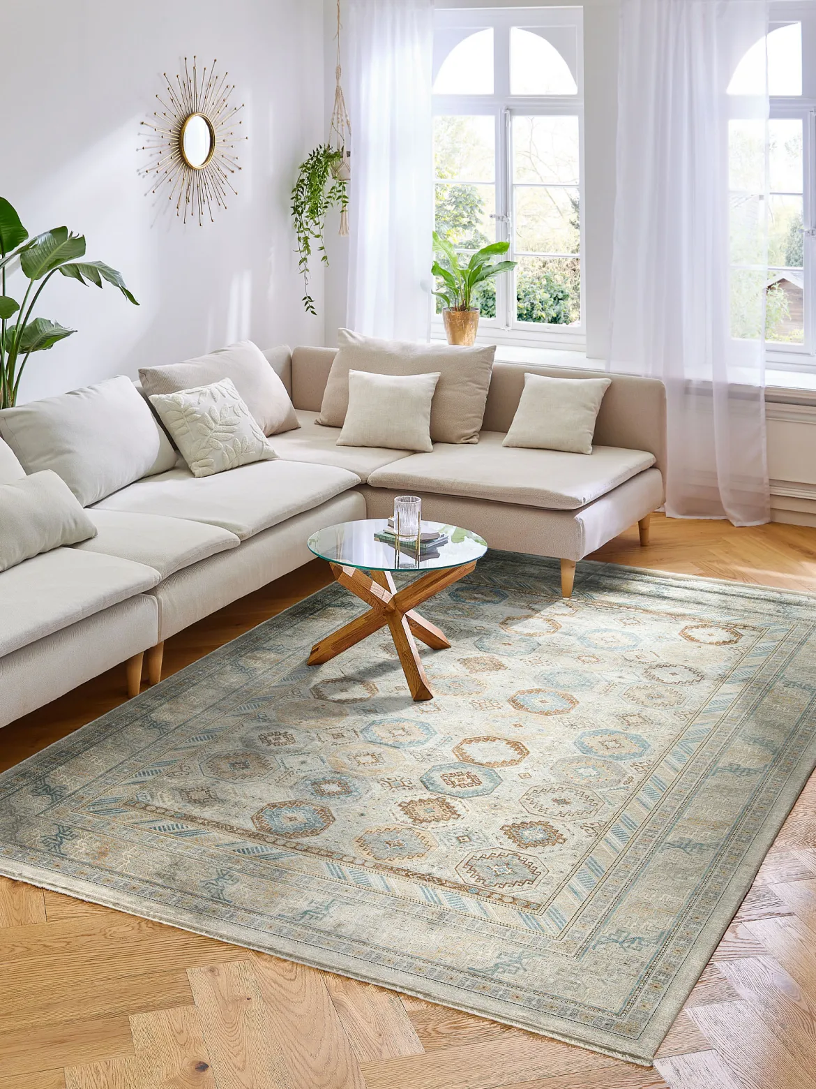 Kayseri Vintage-Teppich, Blau/Gold