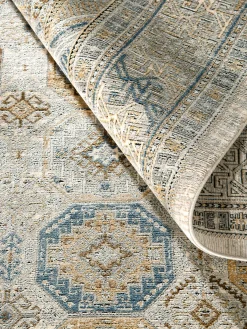 Kayseri Vintage-Teppich, Blau/Gold