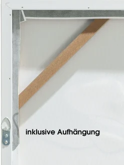 Leavea Leinwand-Druck-handbemalt, Graugrün