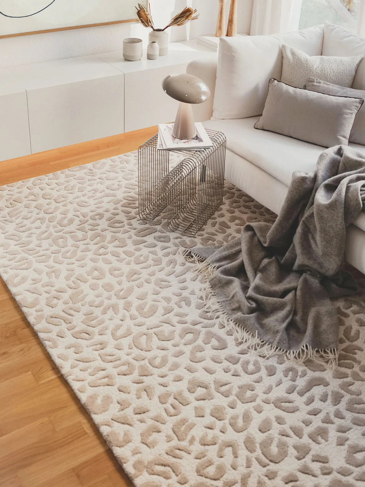 Leovara Woll-Teppich, White-Creme