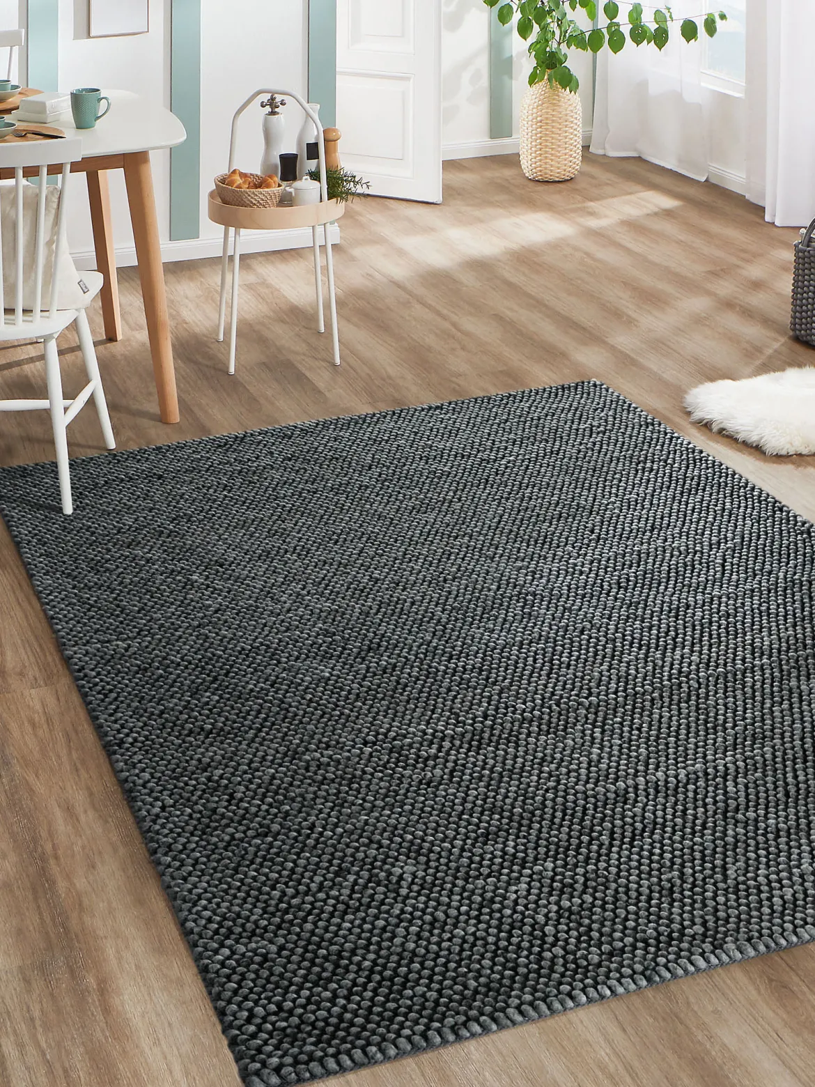 Lindesberg Woll-Teppich, Dark Grey