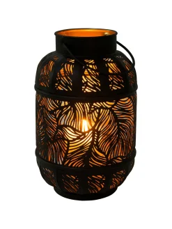 Lisborg Windlicht, Schwarz/Gold