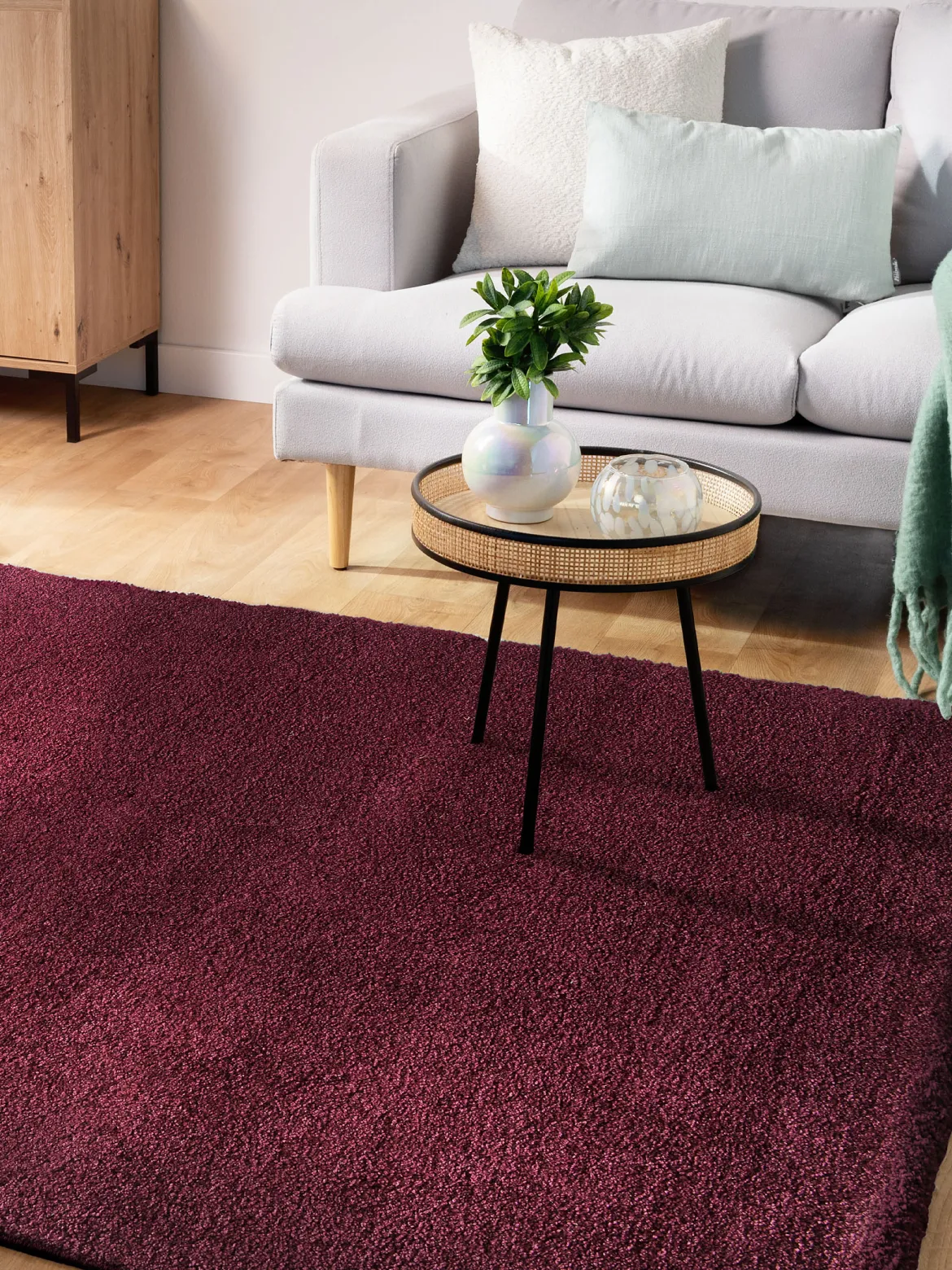 Lounge Hochflor-Teppich, Aubergine