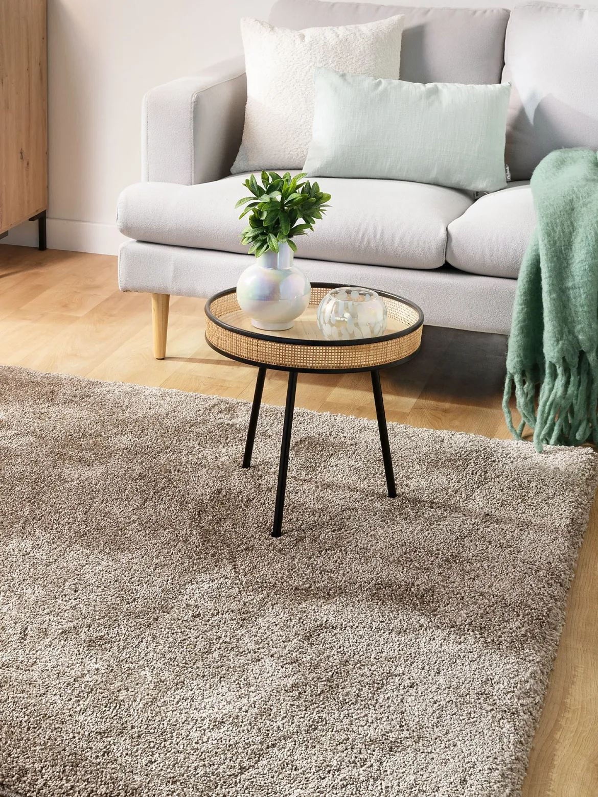 Lounge Hochflor-Teppich, Beige