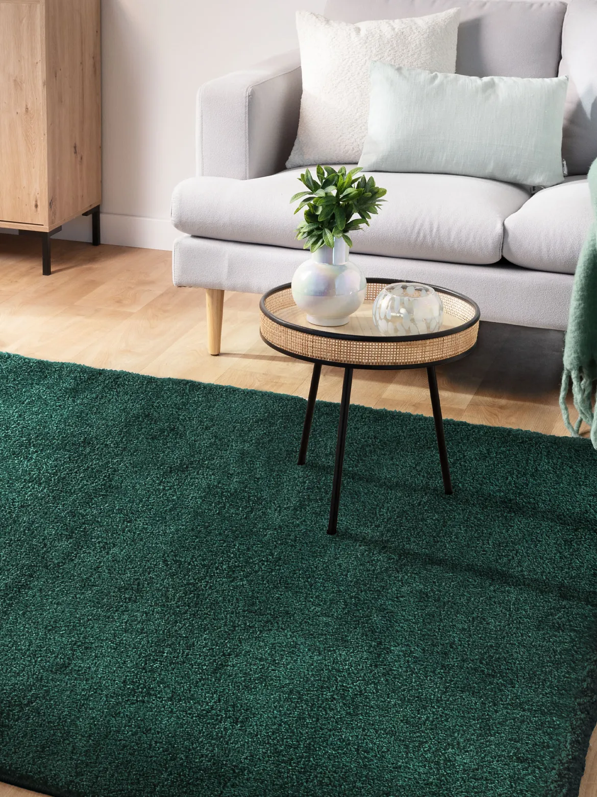 Lounge Hochflor-Teppich, Dunkelgrün
