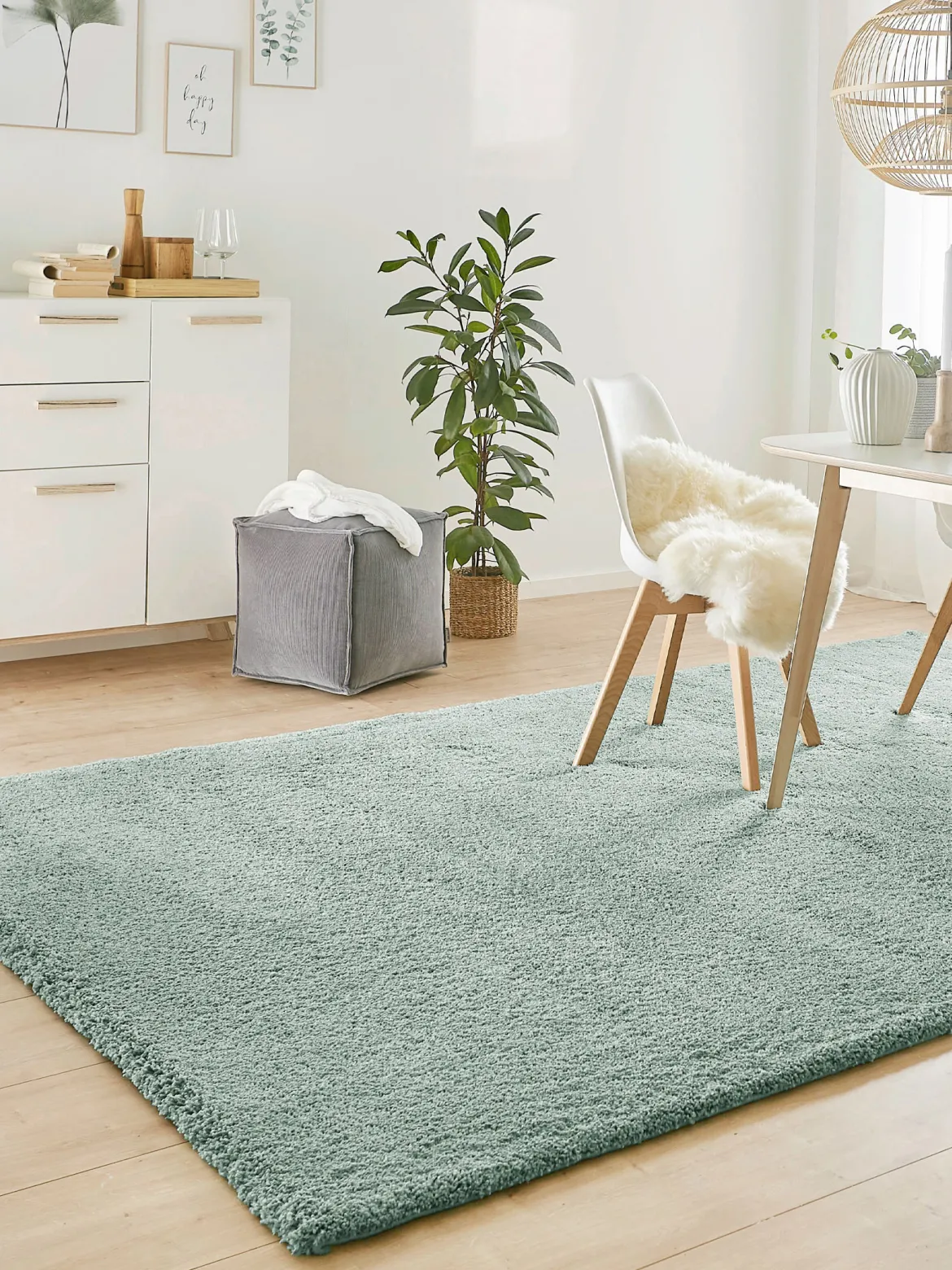 Lounge Hochflor-Teppich, Grün
