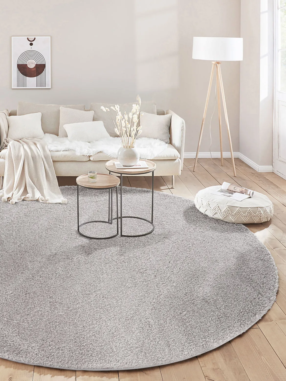Lounge Hochflor-Teppich, Hellgrau