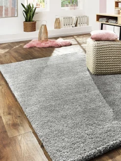 Lounge Hochflor-Teppich, Hellgrau