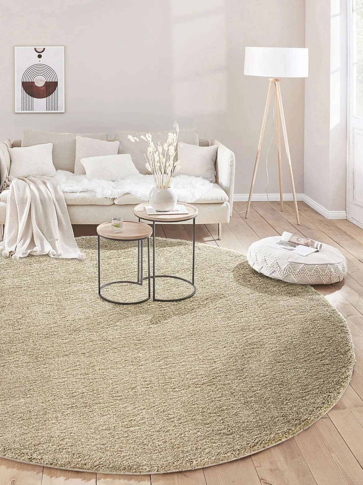 Lounge Hochflor-Teppich, Hellbeige