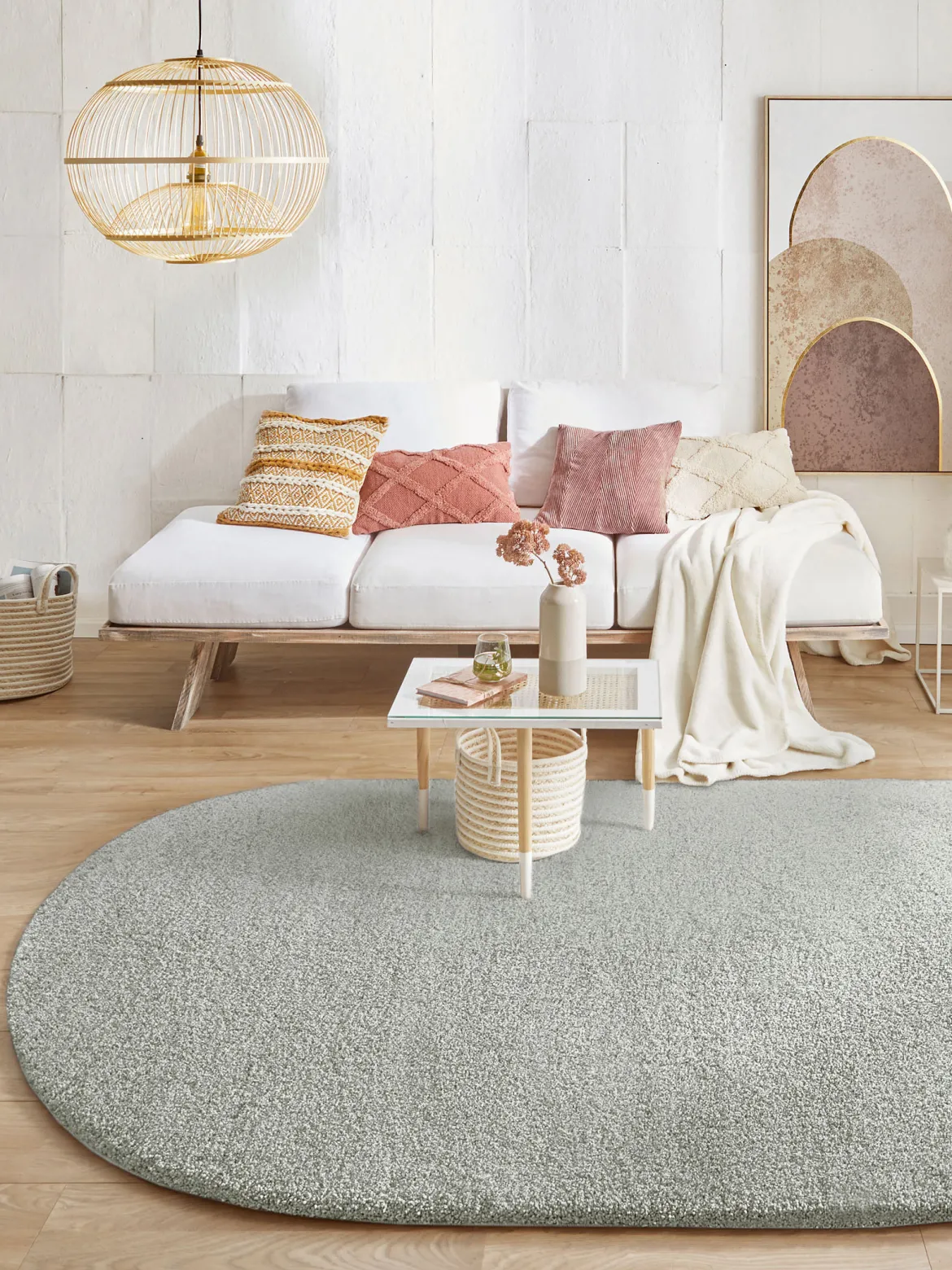 Lounge Hochflor-Teppich, Hellgrau