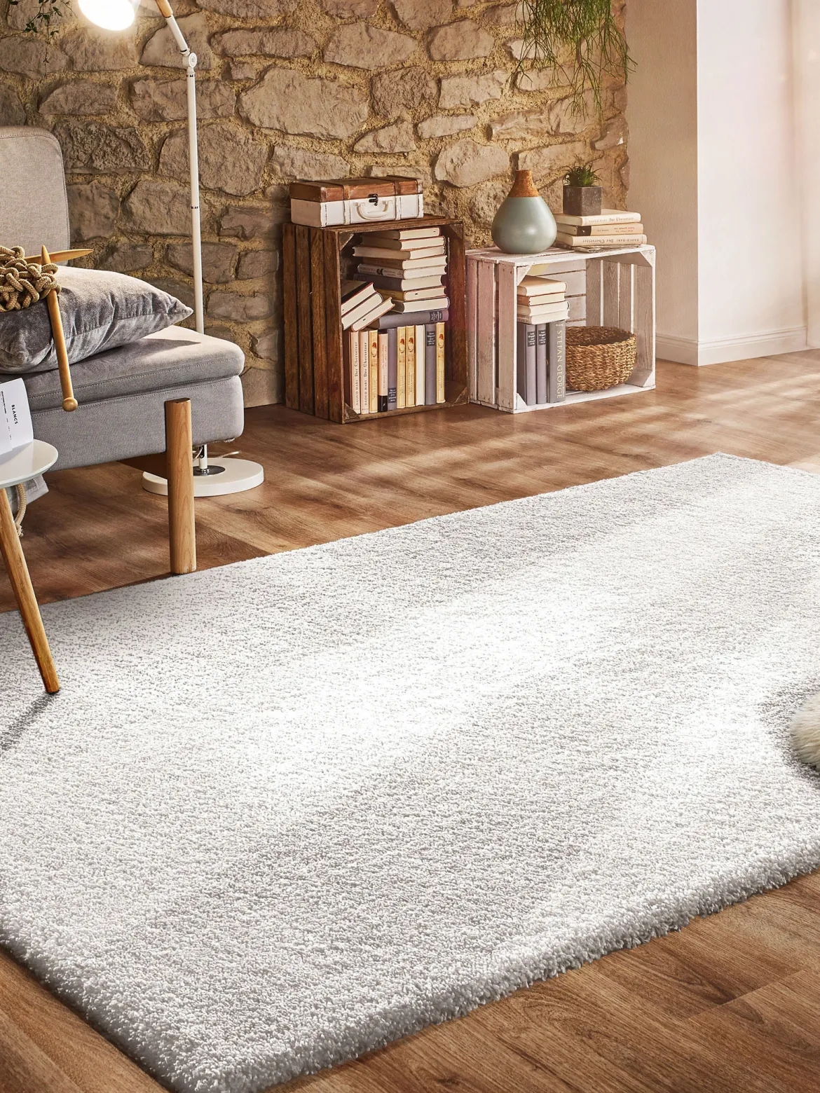 Lounge Hochflor-Teppich, Weiss
