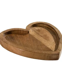 Lovely Heart Deko-Tablett, Natural Wood