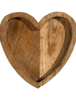 Lovely Heart Deko-Tablett, Natural Wood