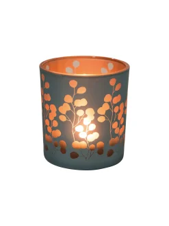 Lunaria Windlicht, Grau/Gold