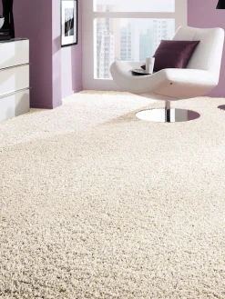 Luxury Shaggy Langflor-Teppichboden, Weiss 060