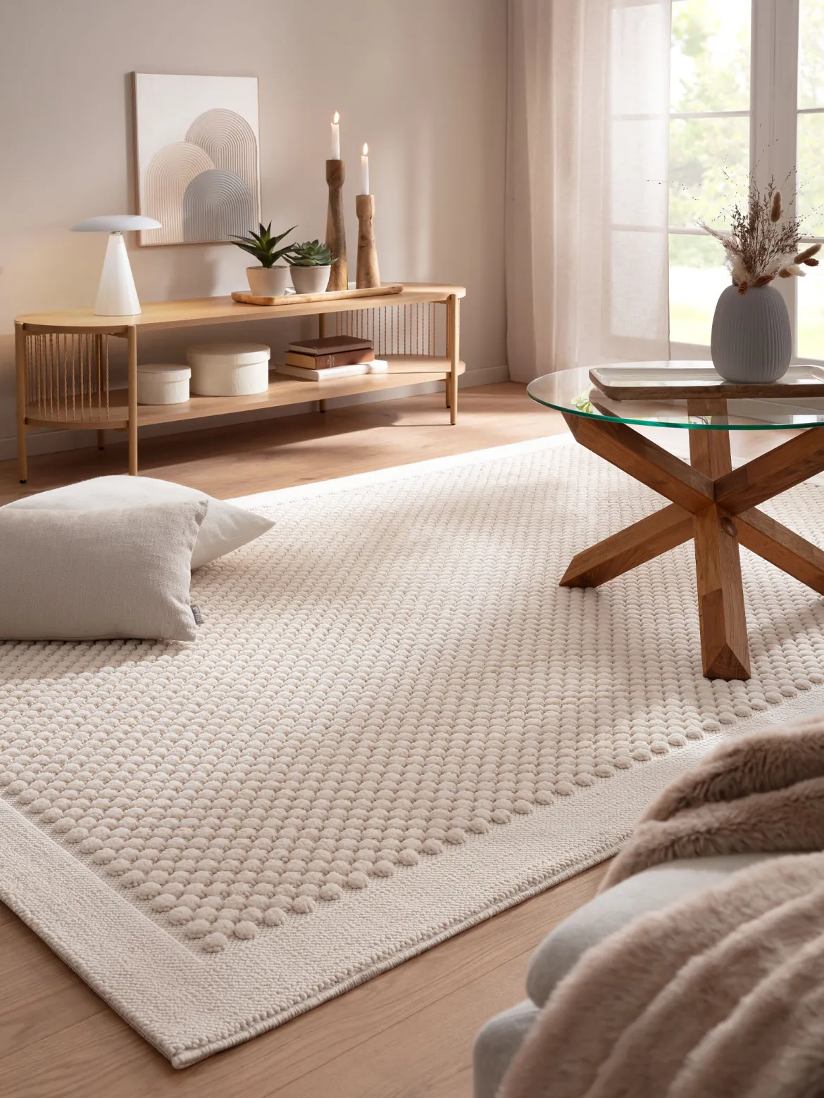Matala Moderner Teppich, Creme