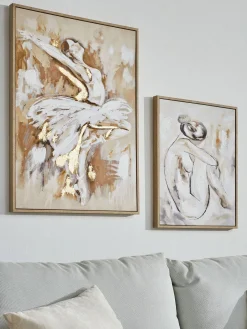 Oana Leinwand-Druck-handbemalt, Beige