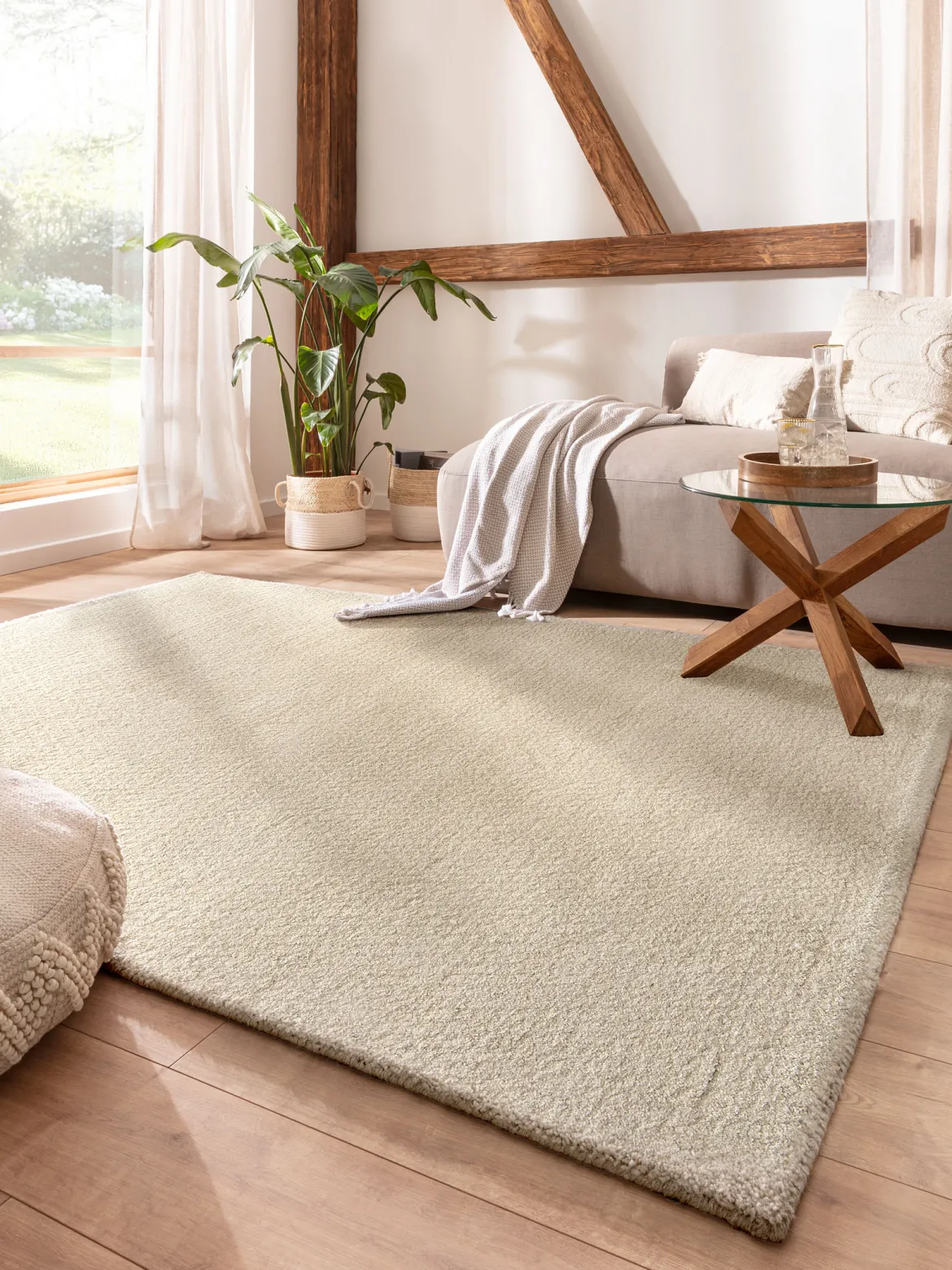 Ourika Hochflor-Teppich, Weiss