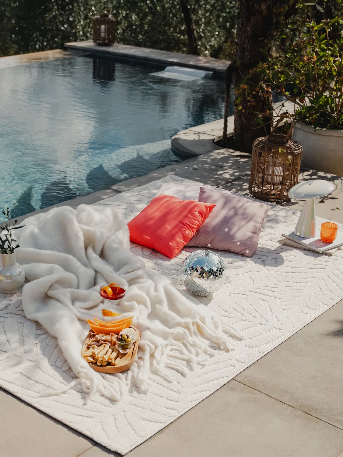 Palmones Outdoor-Teppich, Creme