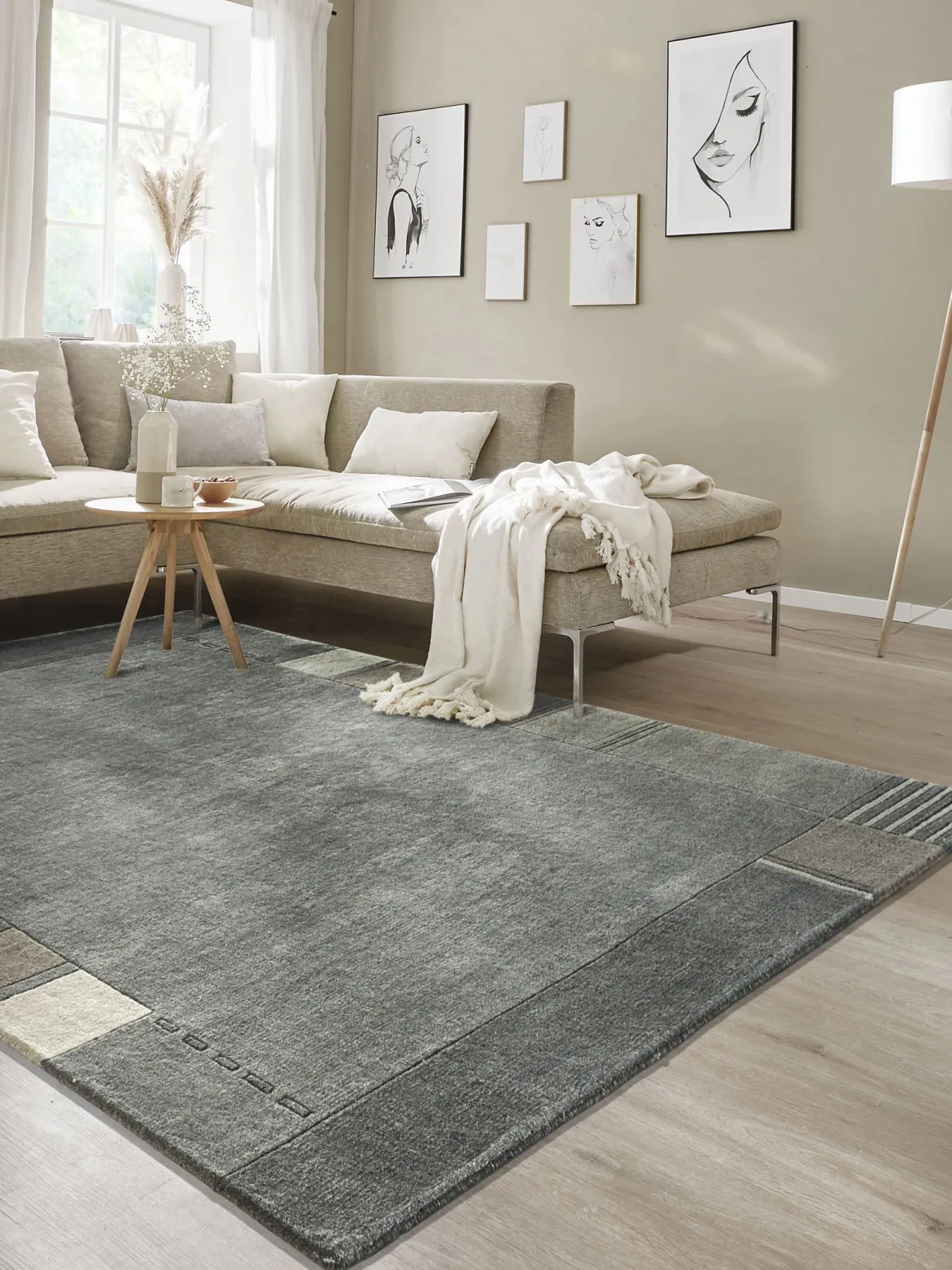 Parwa Nepal-Teppich, Stone Grey